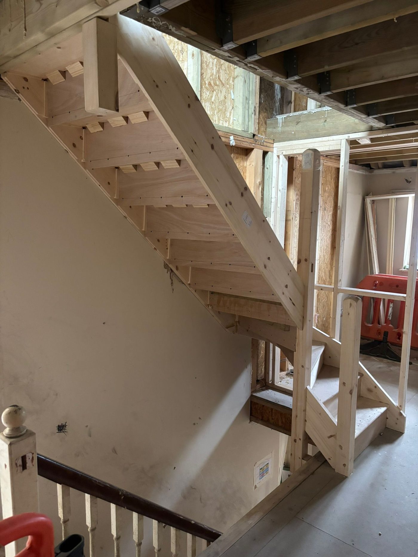 Detail view of staircase construction